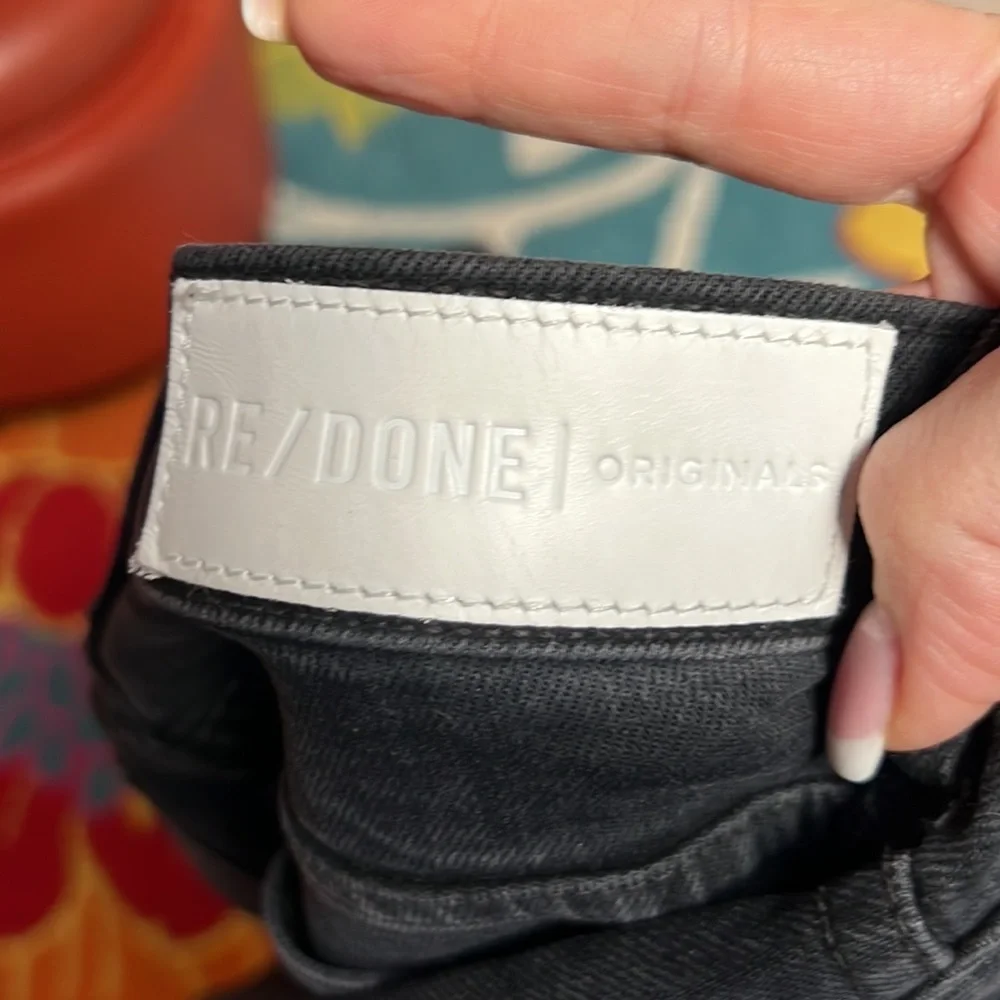 RE/DONE black button fly‎ raw hem jeans 28 double needle long REDONE